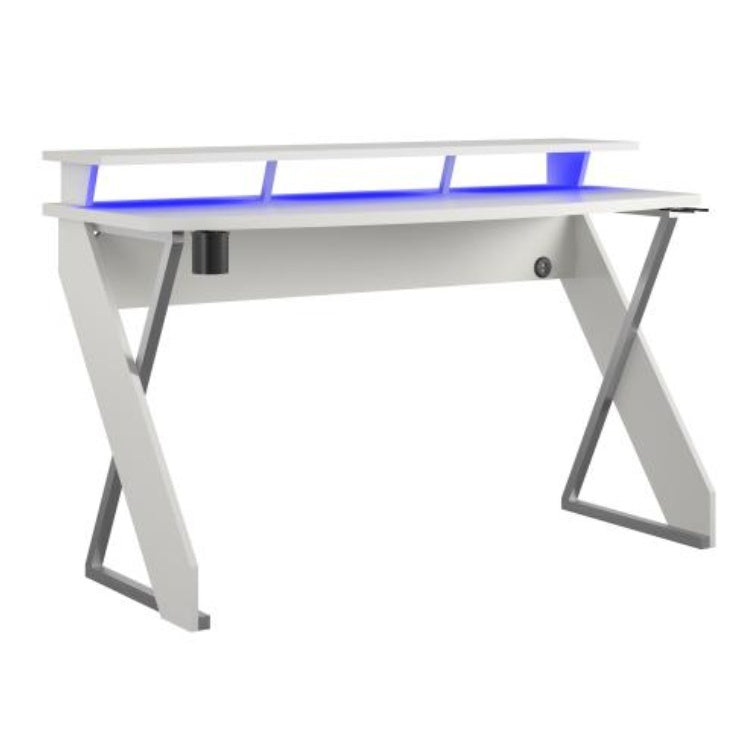 Xtreme Gaming Desk With Riser, White