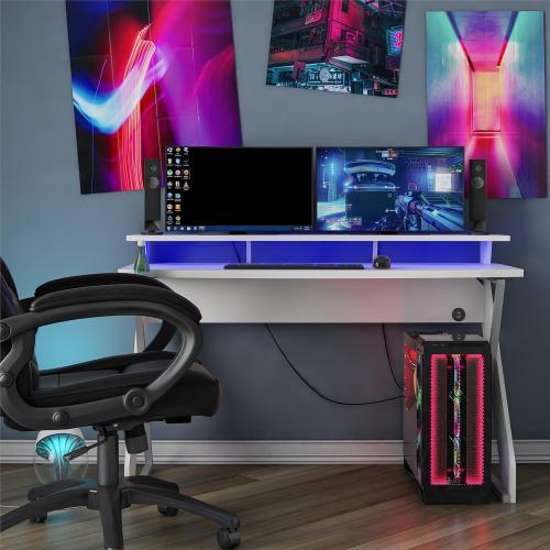 Xtreme Gaming Desk With Riser, White