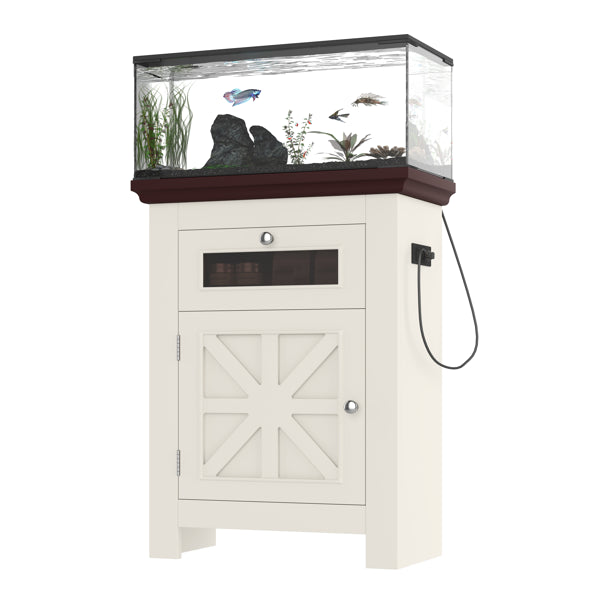 10-15 Gallon Fish Tank Stand, Aquarium Stand With Power Outlets, 198LBS Capacity, Fish Tank Table With Storage Cabinet And Drawer, Aquarium Table For Reptile Terrarium Stand