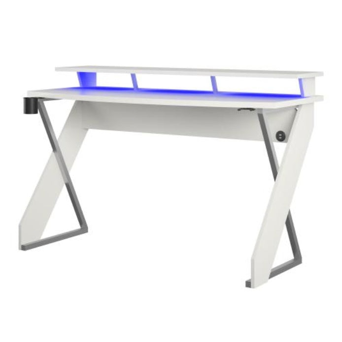 Xtreme Gaming Desk With Riser, White